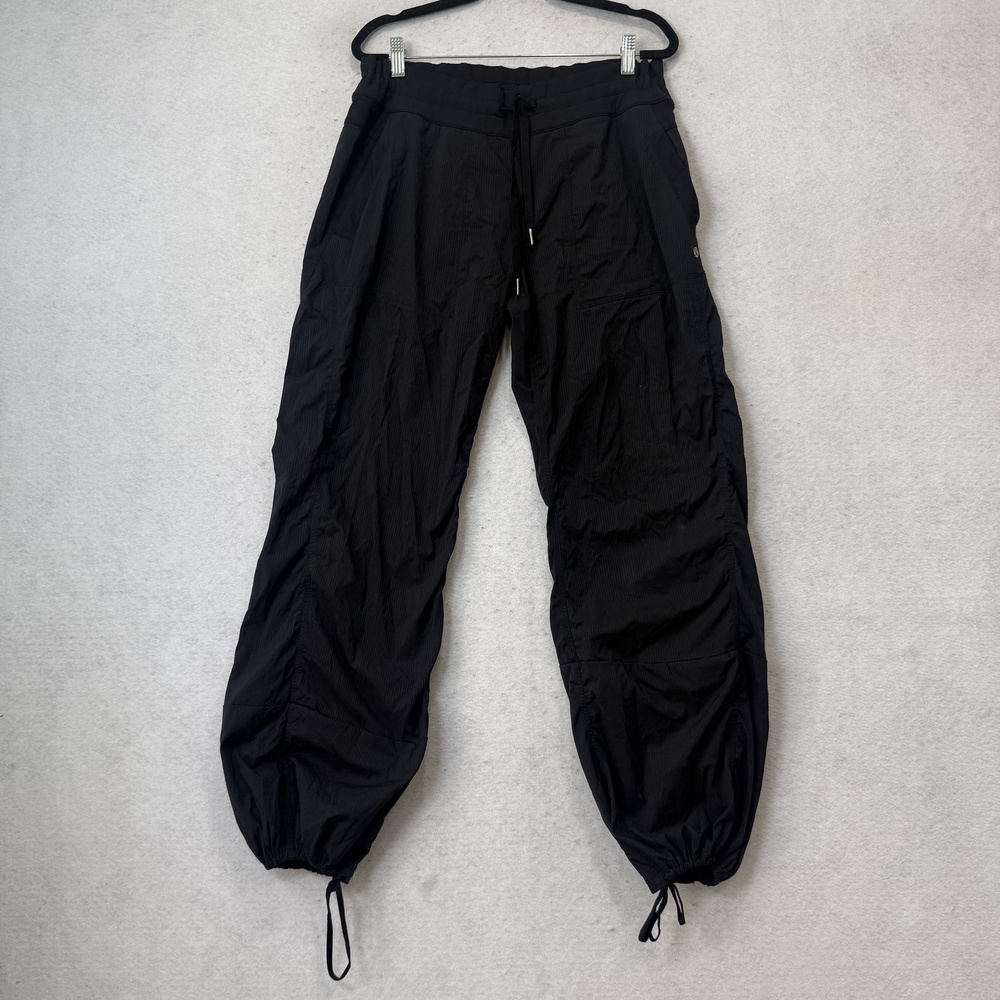 Lululemon Studio Jogger Pants Women 12 Black Lightweight Drawstring Cuff Pockets